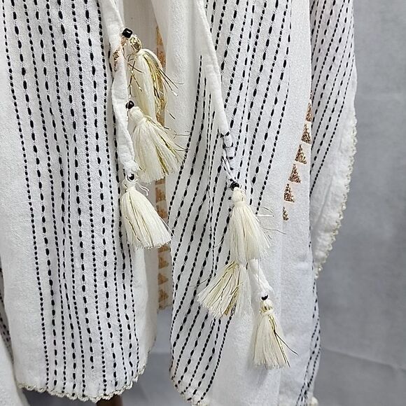 Swimsuit Cover~up with Metallic Thread Detail & Drawstring - Picture 4 of 16